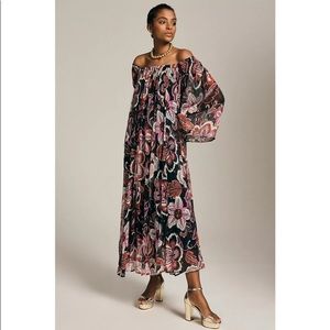 NWOT Anthro Sweeping Off-the-Shoulder Maxi Dress